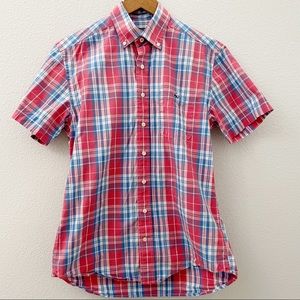 Vineyard vines cotton plaid salmon whale shirt